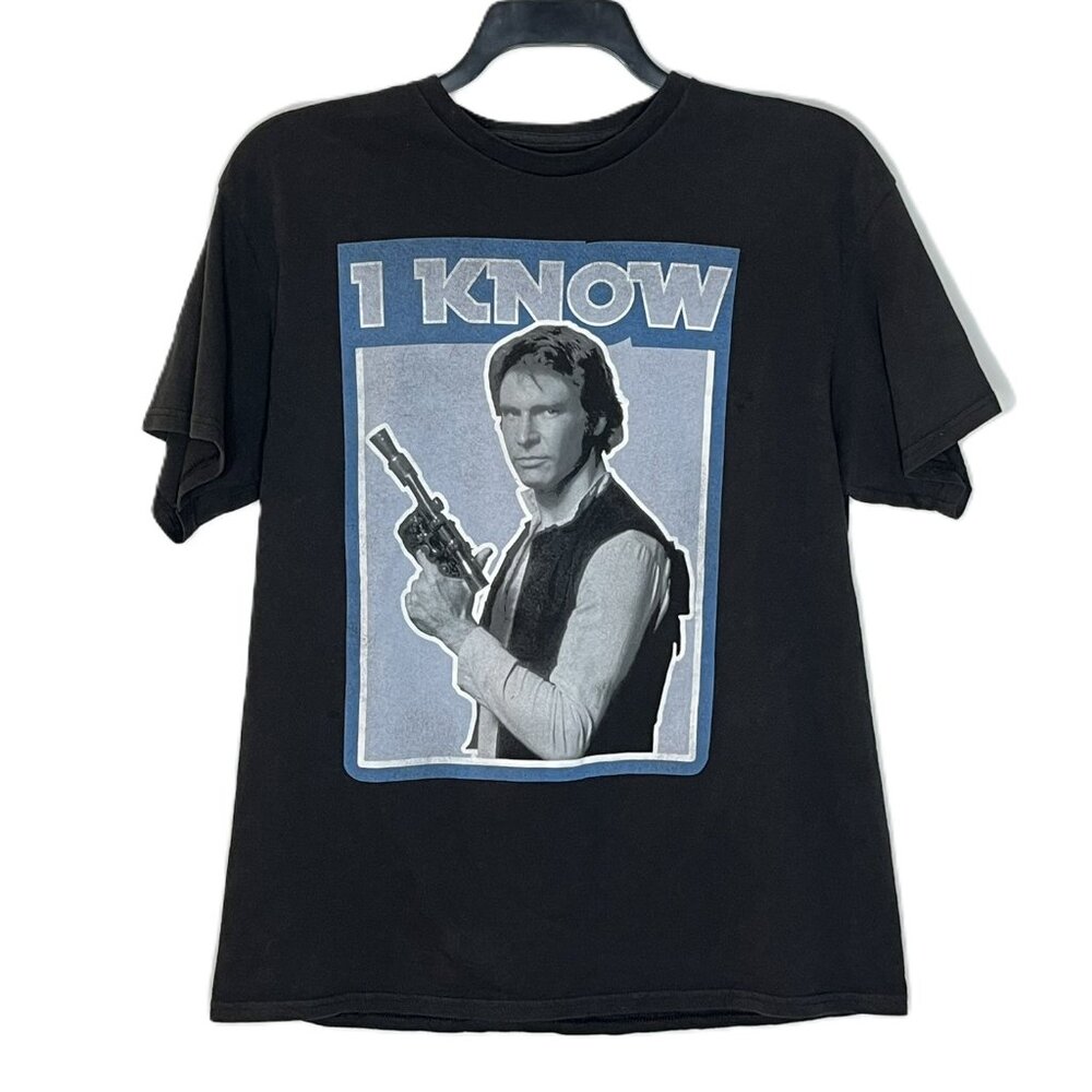 Star Wars Men's Graphic "I KNOW" Han Solo T-Shirt Size Large/Black/Short Sleeve